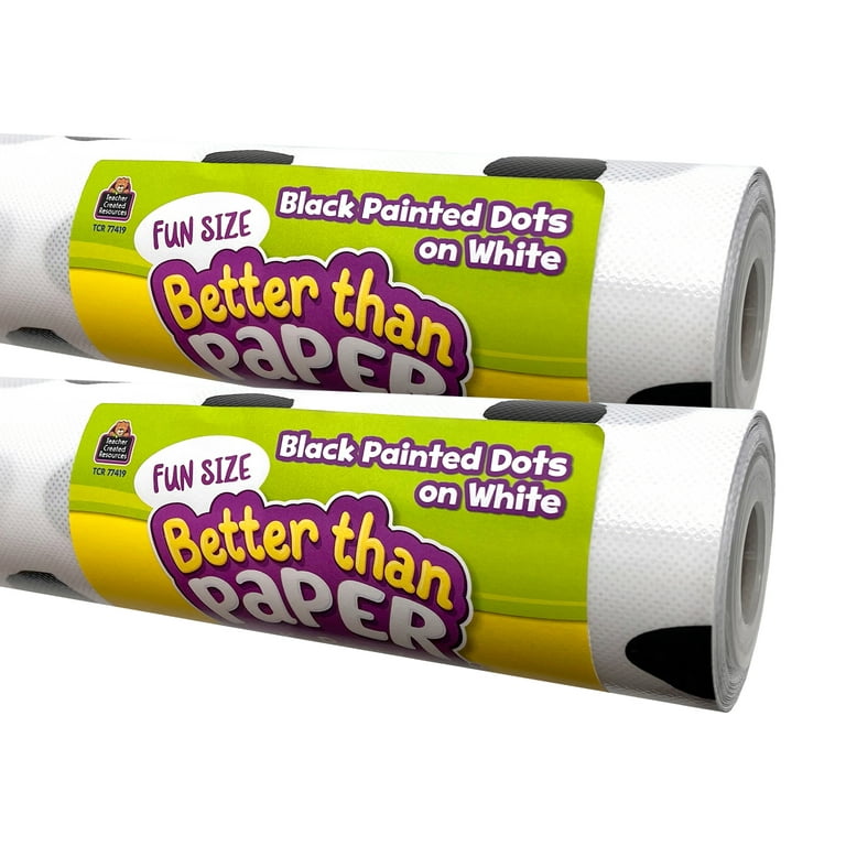Teacher Created Resources Fun Size Better Than Paper Bulletin Board Roll Black Painted Dots on White, Pack of 2